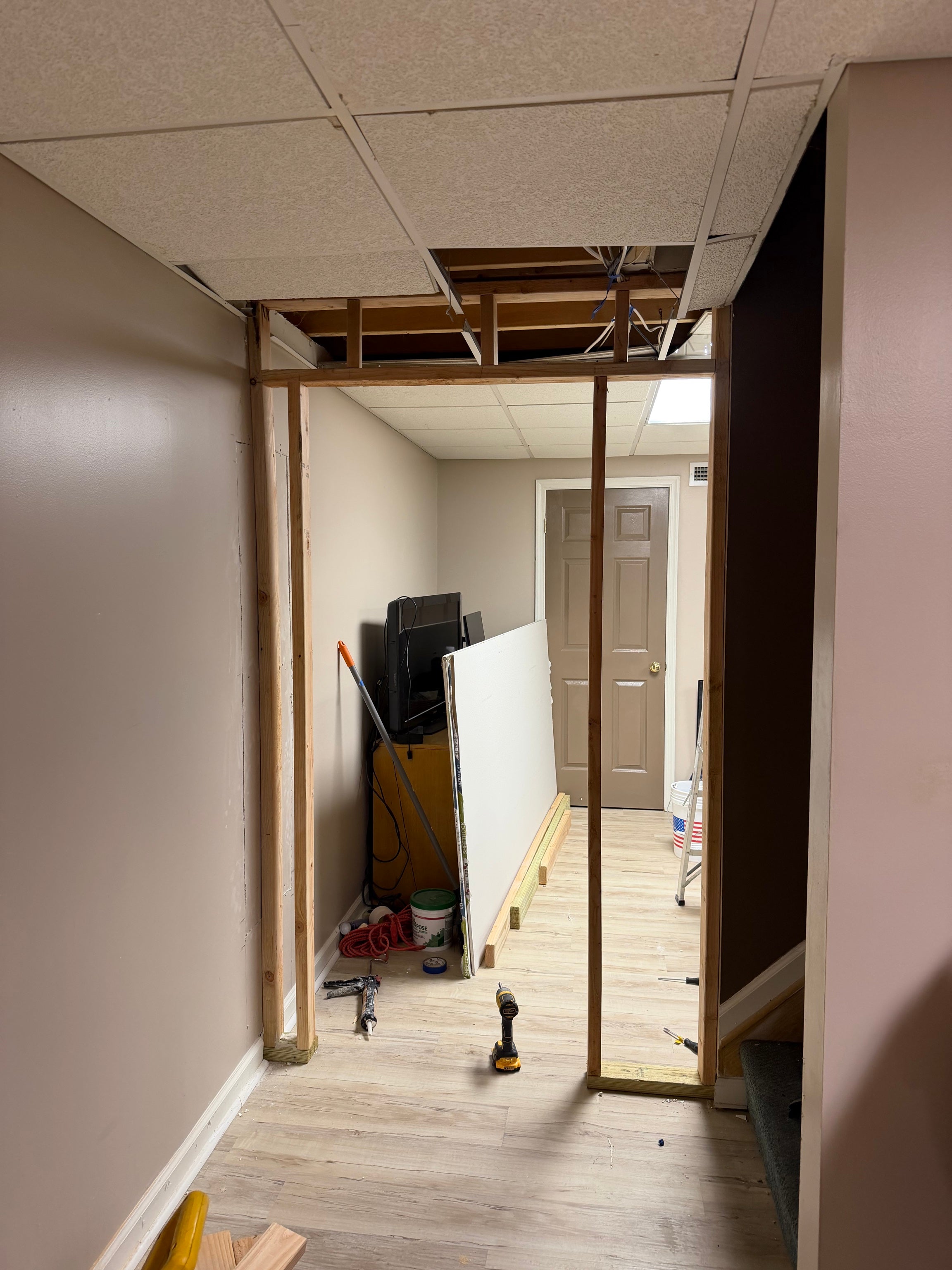 Doorway framing before installation and finishing
