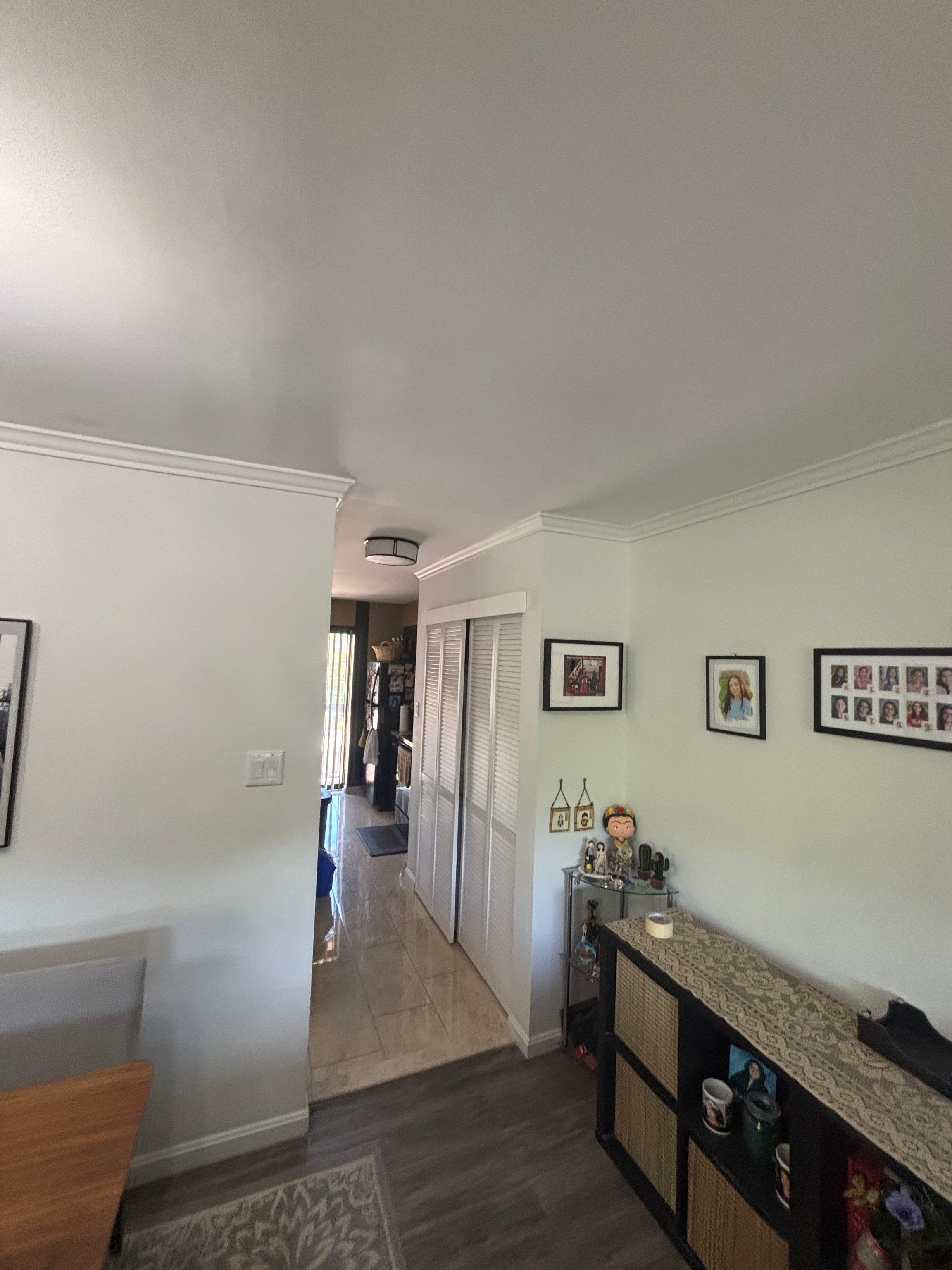 Hallway ceiling after drywall repair